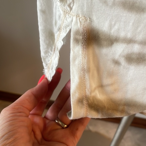 XCVI RAYON 3/4 sleeve tie dye blouse / top V neck raw edges boho stretch back M - Picture 8 of 15